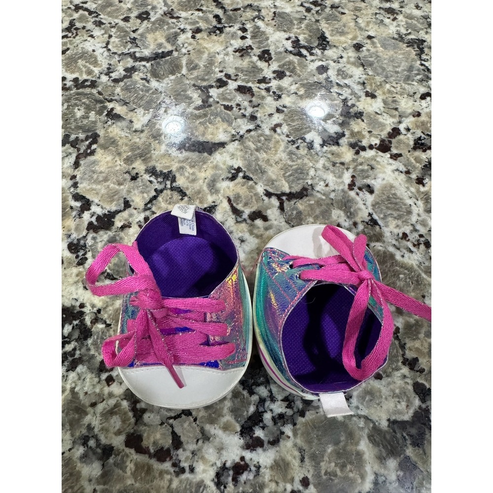 Build-A-Bear Iridescent Holographic High Top Sneakers Pink Glitter Laces 025476